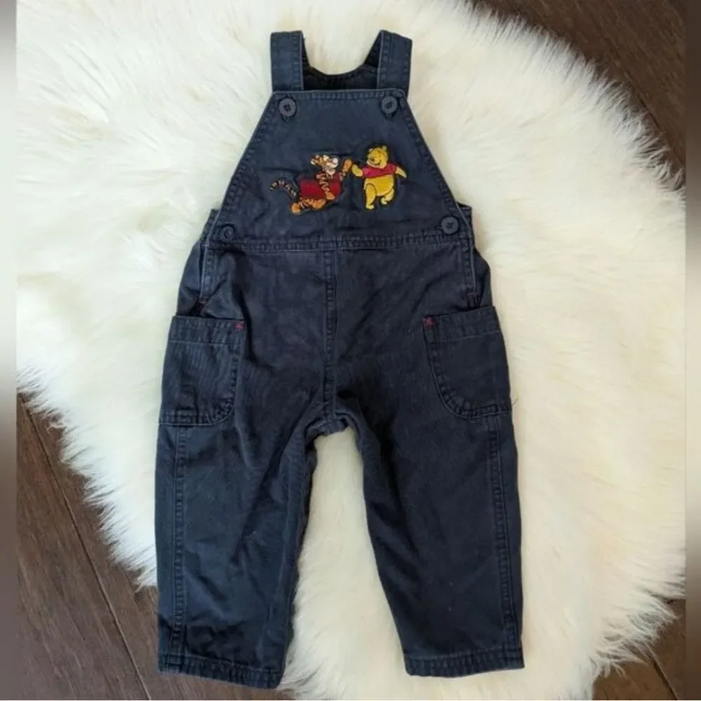 VINTAGE Y2k 90s 1990s Disney Winnie The Pooh Tigger Blue Overalls Cotton Bibs